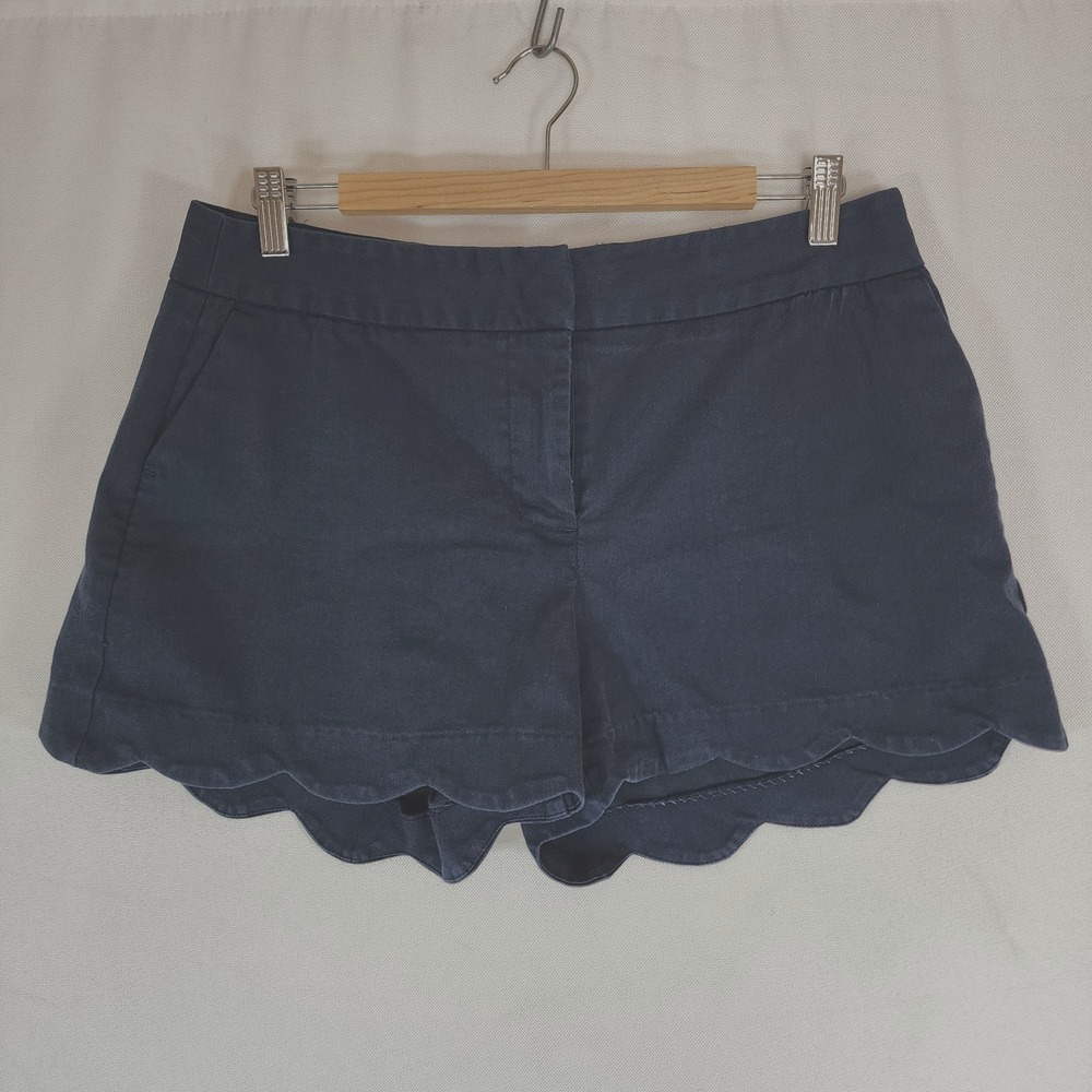 Attyre Navy Blue Scallop Hem Athletic Shorts